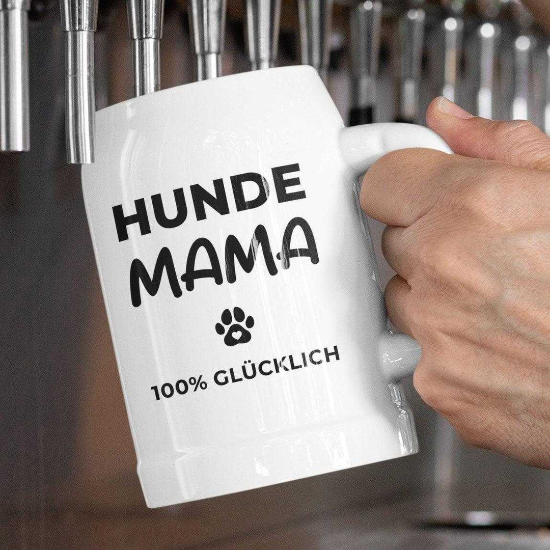 Hunde Mama 100% GLÜCKLICH - Bierkrug 250ml