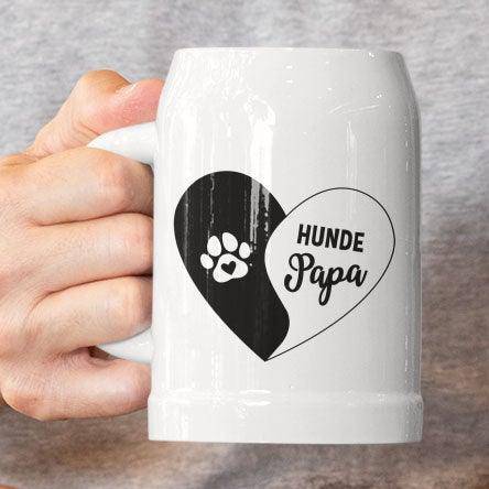 Hunde Papa Ying Yang Herz - Bierkrug 250ml