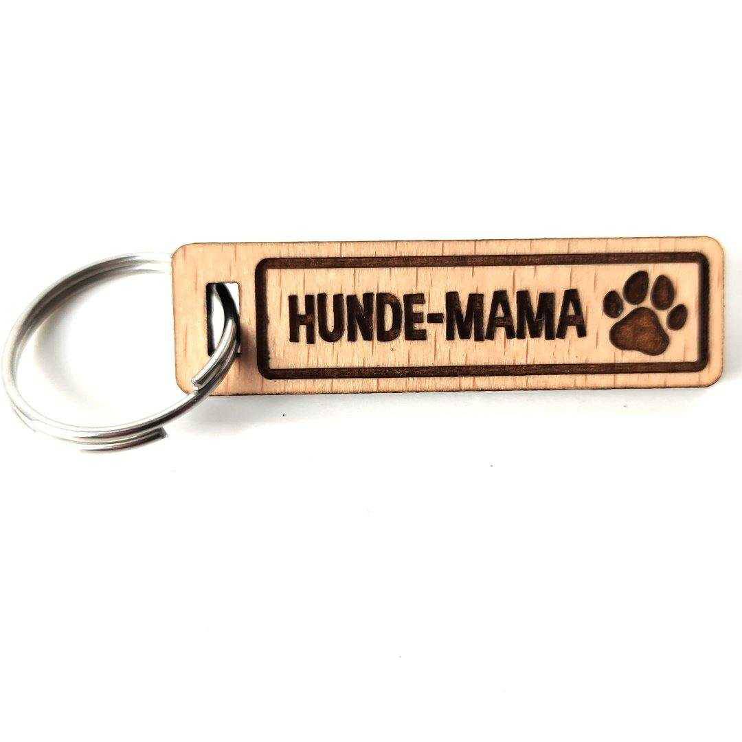 Hunde-Mama Schlüsselanhänger Buchenholz