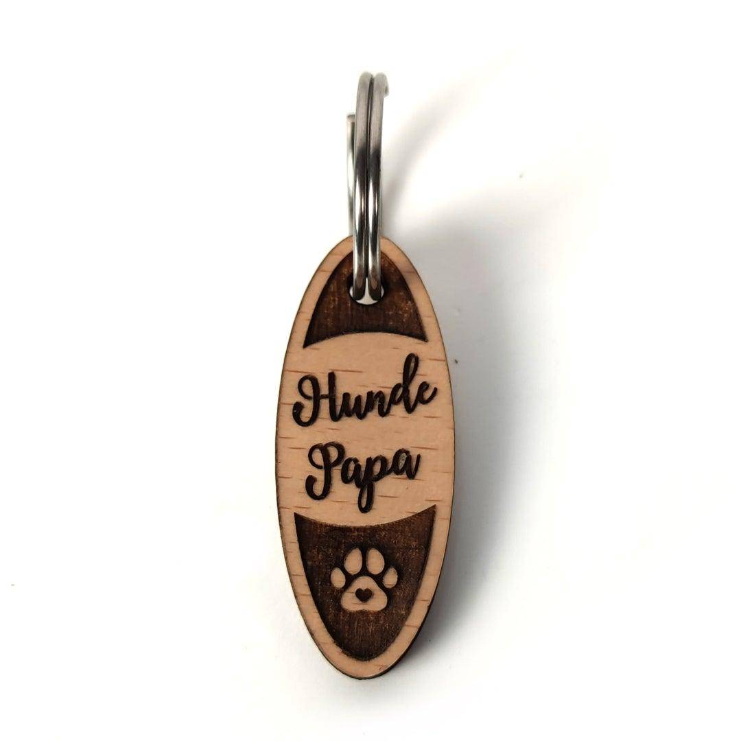 Hunde-Papa oval Schlüsselanhänger Buchenholz