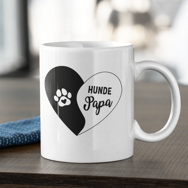 Hunde Papa Ying Yang Herz - Keramiktasse