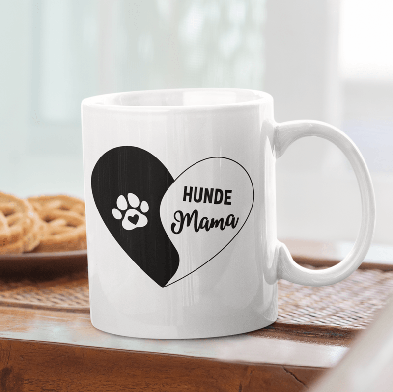 Hunde Mama Ying Yang Herz - Keramiktasse