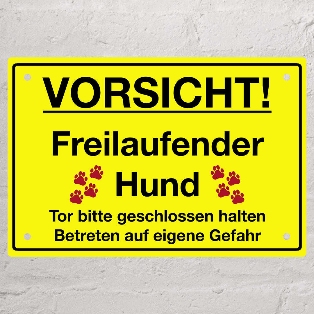 Schild "freilaufender Hund"