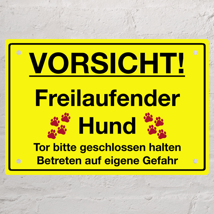 Schild "freilaufender Hund"