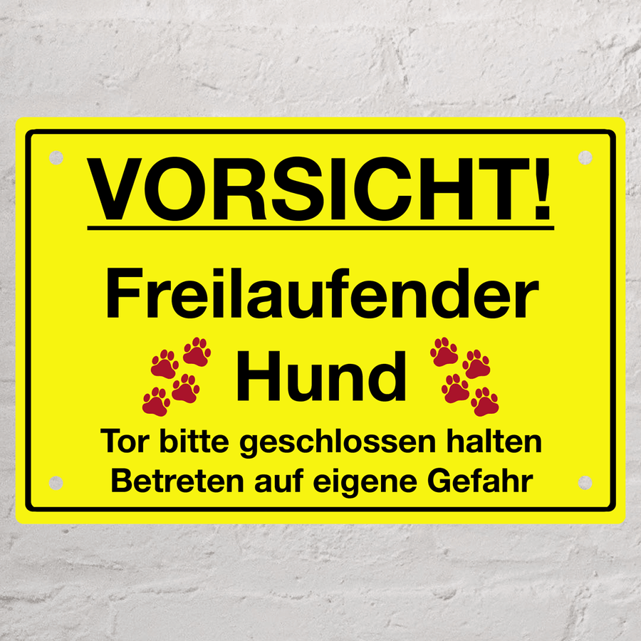 Schild "freilaufender Hund"