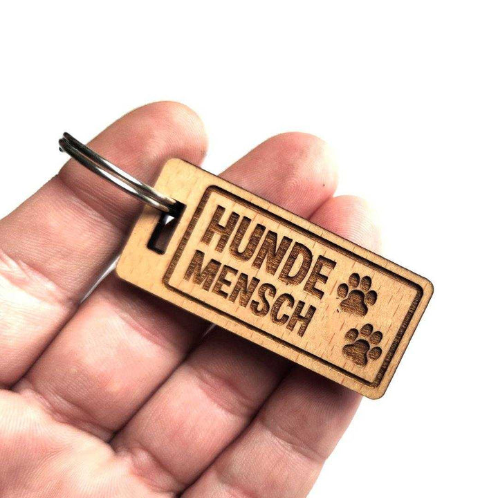 Hundemensch 2 Pfoten Schlüsselanhänger Buchenholz
