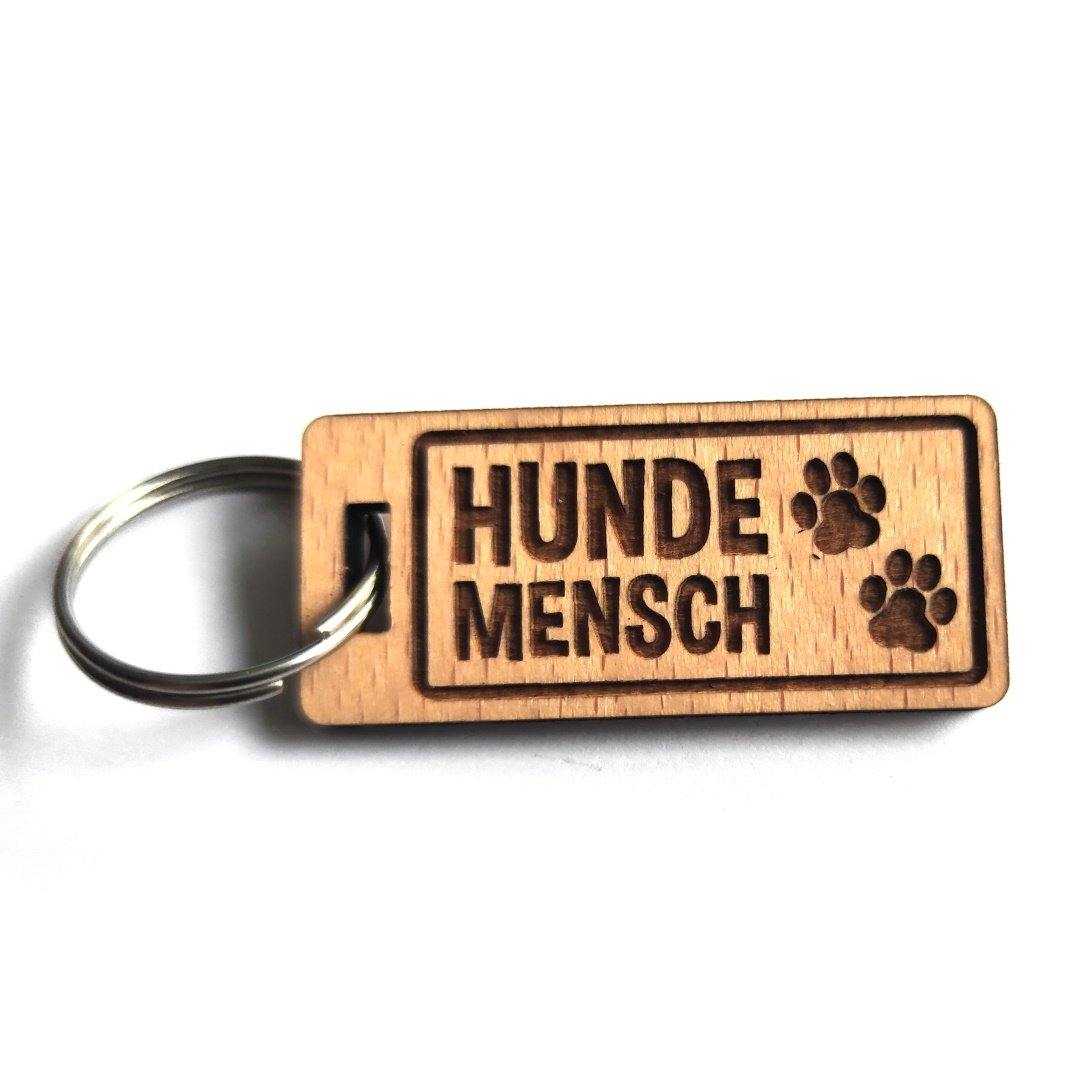 Hundemensch 2 Pfoten Schlüsselanhänger Buchenholz